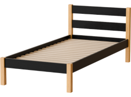 Postel z masivu borovice INKA - 200x90 cm - přírodní/černá