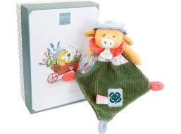 Doudou Dárková sada Plyšová kravička Aneth s chrastítkem 21 cm