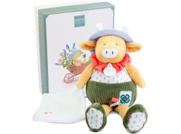 Doudou Dárková sada Plyšová kravička Aneth s dečkou zelená 28 cm