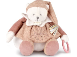 Doudou Dárková sada Plyšový lední medvídek s kroužkem 30 cm růžový