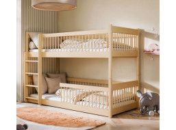 Dětská patrová postel s Montessori lůžkem z masivu borovice BOLEK - 180x80 cm - PŘÍRODNÍ
