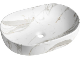 Sapho CALEO keramické umyvadlo na desku, 60x42cm, bianco carrara CA590BC