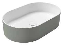 Sapho THIN umyvadlo na desku, Rockstone, 55x35cm, verde/bílá mat WN205-44
