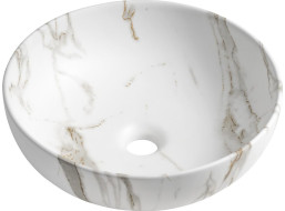 Sapho RONDANE keramické umyvadlo na desku Ø 41cm, bianco carrara AR435BC