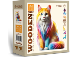 WOODEN CITY Dřevěné puzzle Duhová kočka 250 dílků