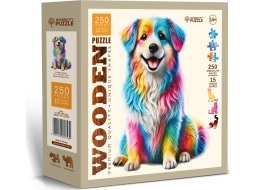 WOODEN CITY Dřevěné puzzle Duhový pes 250 dílků