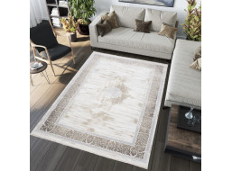 Kusový koberec SAHARA Frame - krémový/hnědý