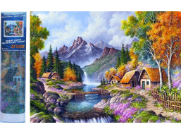Norimpex Diamantové malování Chaty u horské řeky 30x40cm