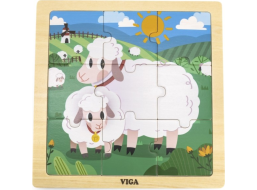 VIGA Dřevěné puzzle Ovečky, 9 dílků