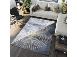 Kusový koberec TOSCANA Rays - černý/šedý/zlatý
