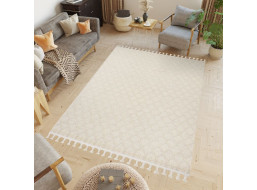 Kusový koberec RIO LOOP Grid - krémový/bílý