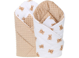 Oboustranná zavinovačka pro miminka 80x80 cm BABYMAM PREMIUM - Medvídek Teddy s béžovou minky