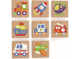 VIGA Dřevěné magnetické puzzle Dopravní prostředky 32 dílků