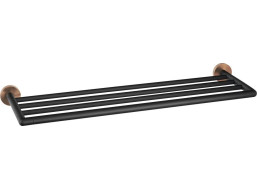 Sapho LARISSA polička na ručníky 600mm, černá/měď mat WS028BC