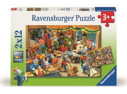 RAVENSBURGER Puzzle Vánoční kouzlo v továrně na hračky 2x12 dílků