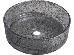 Sapho ERSEL skleněné gravírované umyvadlo na desku Ø 39, 5cm, černá TY323B