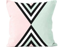 Povlak na polštář KEEP CALM Geometrie 45x45 cm - bílý/růžový/mátový
