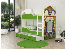 Dětská domečková patrová postel Dominik Y - 160x80 cm- FARMA