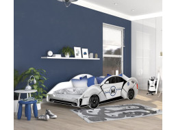 Dětská postel auto BRADLEY 180x90 cm - bílá (11)