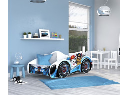 Dětská postel auto DVA PEJSCI 140x70 cm - modrá (21)