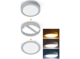 Solight LED mini panel koupelnový 2v1, 3CCT, podhledový/přisazený, 18W, 1530lm, IP54, stříbrná, kulatý