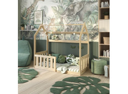 Dětská domečková Montessori postel z masivu borovice GOFFY - 190x80 cm - přírodní borovice