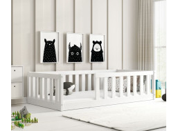 Dětská Montessori postel z masivu borovice BELLA 160x80 cm - bílá