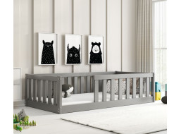 Dětská Montessori postel z masivu borovice BELLA 160x80 cm - grafitová