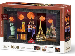 ART PUZZLE Puzzle s rámem a lepidlem 3v1 Krvavý měsíc 1000 dílků