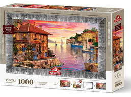 ART PUZZLE Puzzle s rámem a lepidlem 3v1 Středomořský přístav 1000 dílků