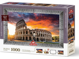 ART PUZZLE Puzzle s rámem a lepidlem 3v1 Západ slunce nad Koloseem 1000 dílků