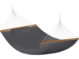 Závěsná houpací síť LUMO PREMIUM DUO prošívaná - 200x140 cm - šedá