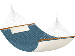 Závěsná houpací síť LUMO PREMIUM DUO prošívaná - 200x140 cm - tyrkysová