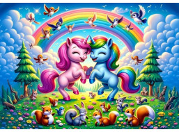 ART PUZZLE Puzzle Jednorožci s duhou 25 dílků