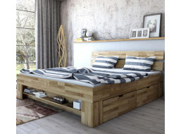 Postel z masivu dubu cink FRED CUBE se šuplíky 200x160 cm