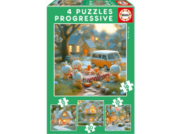 EDUCA Puzzle Králičí město 4v1 (12,16,20,25 dílků)