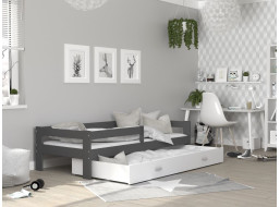 Dětská postel se šuplíkem HUGO V - 160x80 cm - bílo/šedá