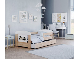 Dětská postel se šuplíkem PHILIP - 160x80 cm - sonoma/letadýlko