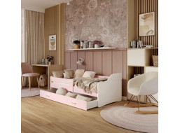 Dětská postel se šuplíkem SWEET - 160x80 cm - růžovo-bílá