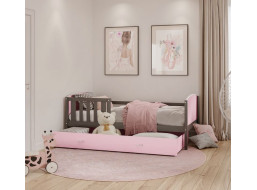 Dětská postel se šuplíkem TAMI R - 190x80 cm - růžovo-šedá