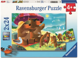 RAVENSBURGER Puzzle Medvědí rodinka na výletě 2x24 dílků