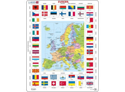 Larsen Vzdělávací puzzle Evropa Mapa a vlajky 70 dílků