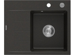 Kuchyňský granitový dřez GASPAR - 60 x 50 cm - černý/zlatý metalický, 6523605000-75