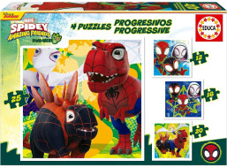 EDUCA Puzzle Spidey a jeho úžasní přátelé: Dino-web 4v1 (12,16,20,25 dílků)