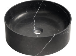 Sapho BLOK kamenné umyvadlo na desku, Ø 40cm, matný černý Marquin 2401-52