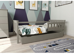 Dětská postel z masivu borovice FRANK - 200x90 cm - šedá