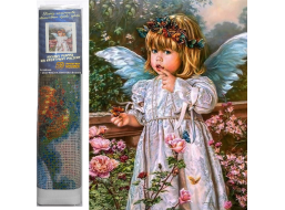 NORIMPEX Diamantové malování Andílek s květinami 30x40cm