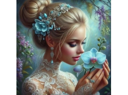 NORIMPEX Diamantové malování Dívka s orchidejí 30x40cm