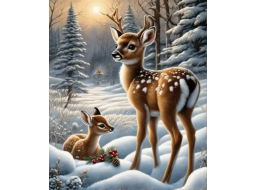 NORIMPEX Diamantové malování Koloušci v zasneženém lese 30x40cm