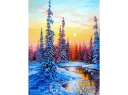 NORIMPEX Diamantové malování Řeka v zimě 30x40cm
